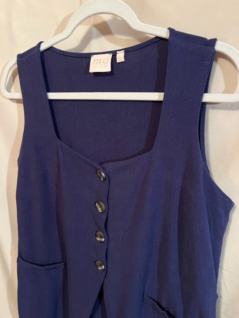 Good Luck Gem Navy Sleeveless Button Vest